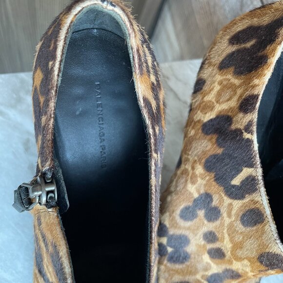 Balenciaga Stiletto Ankle Bootie - Calf Hair - Animal Print - Size 37.5 - GUC - Picture 13 of 16